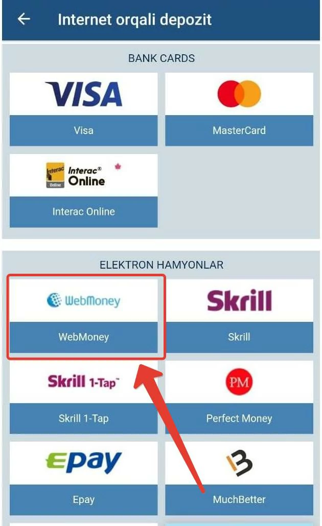 1xbet webmoney orqali to'ldirish