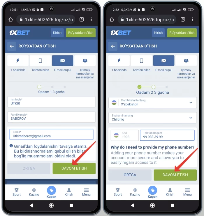 Email orqali 1xbet registratsiya qilish Elektron pochta orqali 1xbet registratsiya qilish haqida