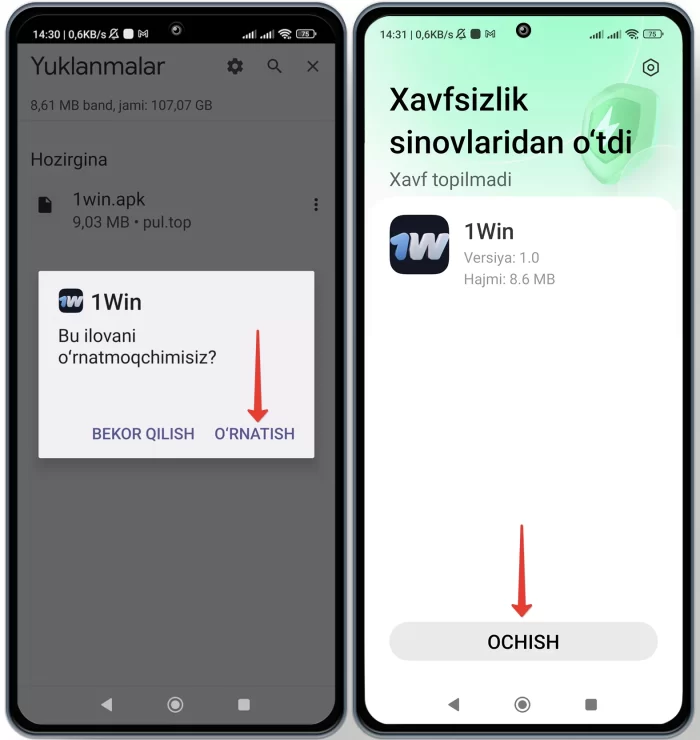 1win Android uchun o'rnatish 1win mobil ilovasini skachat qilish va o'rnatish