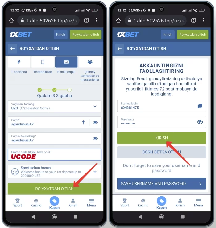 1xbet uz registratsiya email orqali Email orqali 1xbet ro'yxatdan o'tish