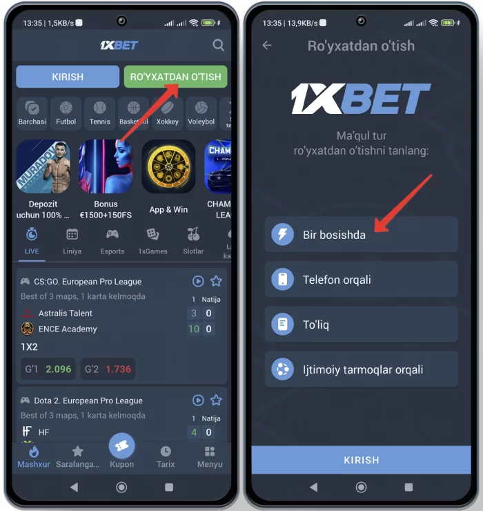 1x app dasturini uzbek tilida skachat qilish Telefon orqali apk programmani yuklab olish va registratsiya qilish