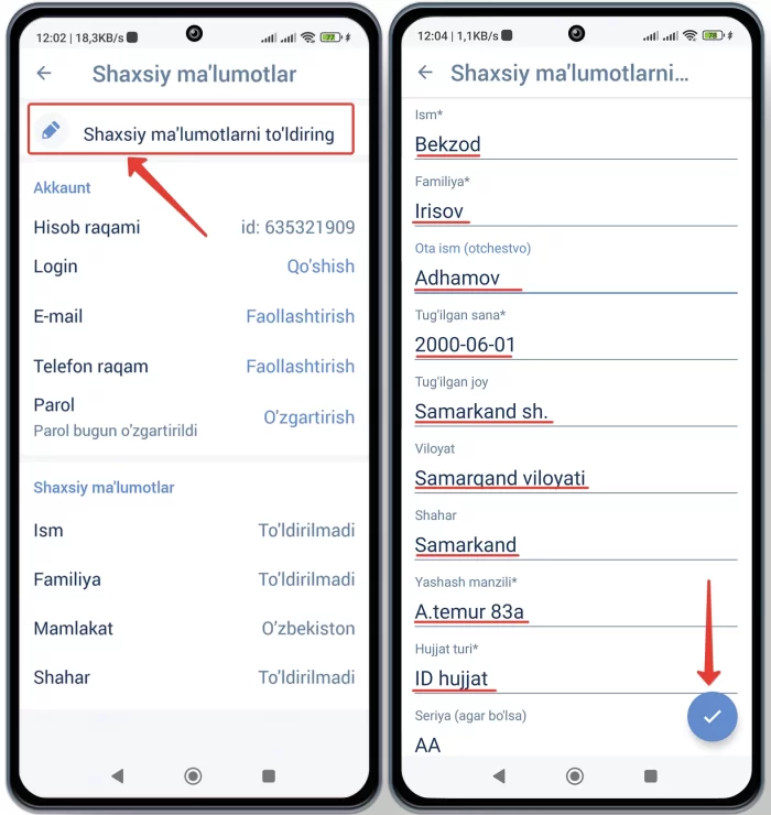 1xbetda ma'lumotlarni kiritish va tahrirlash 1xbet shaxsiy kabinet kirish va to'dirish